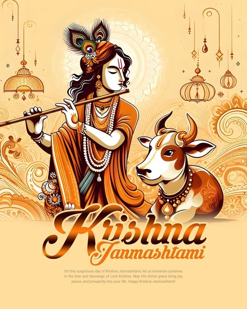 PSD glückliches krishna janmashtami-feiern indisches fest social-media-post-banner-poster