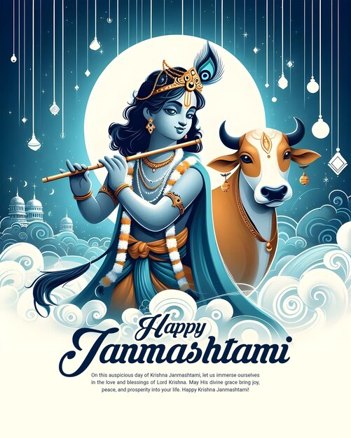 PSD glückliches krishna janmashtami-feiern indisches fest social-media-post-banner-poster