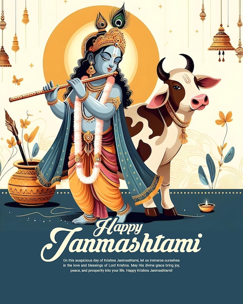 PSD glückliches krishna janmashtami-feiern indisches fest social-media-post-banner-poster