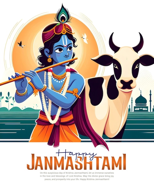 PSD glückliches krishna janmashtami-feiern indisches fest social-media-post-banner-poster