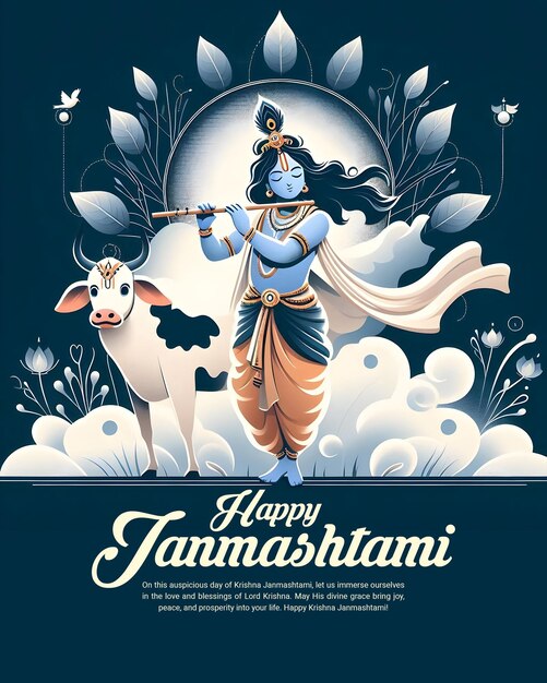 PSD glückliches krishna janmashtami-feiern indisches fest social-media-post-banner-poster