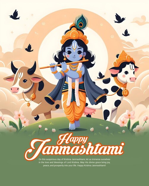 PSD glückliches krishna janmashtami-feiern indisches fest social-media-post-banner-poster