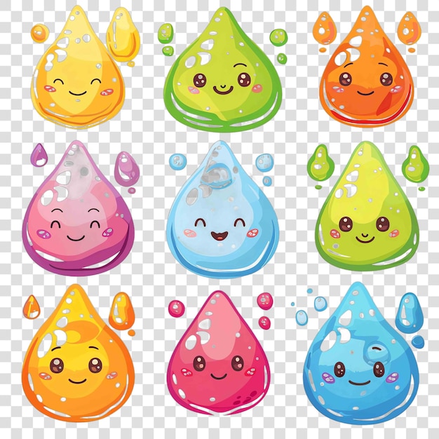 PSD gocce d'acqua sfondo trasparente acquerello clipart