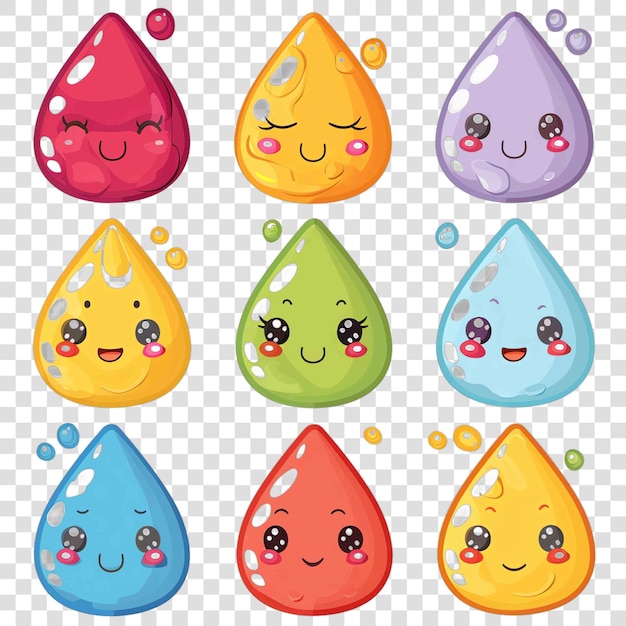 PSD gocce d'acqua sfondo trasparente acquerello clipart