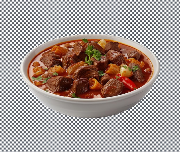 PSD goulash gostoso e delicioso é um húngaro saudável isolado em fundo transparente