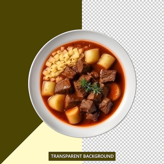 PSD goulash original servido em um prato com um fundo limpo ou arquivo png