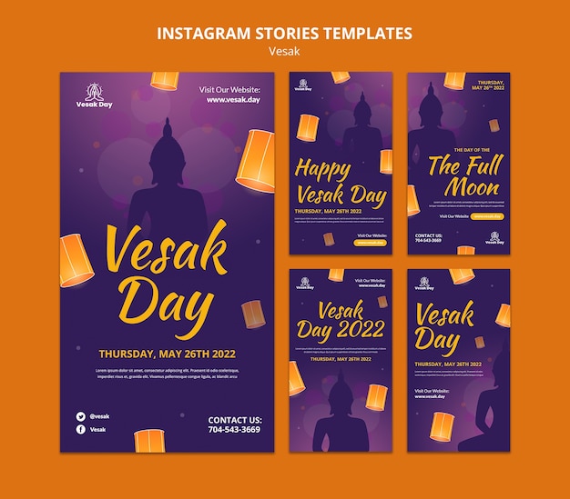 Gradient vesak feier instagram geschichten vorlagendesign