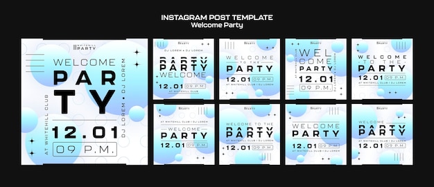 PSD gradient willkommensparty instagram-posts