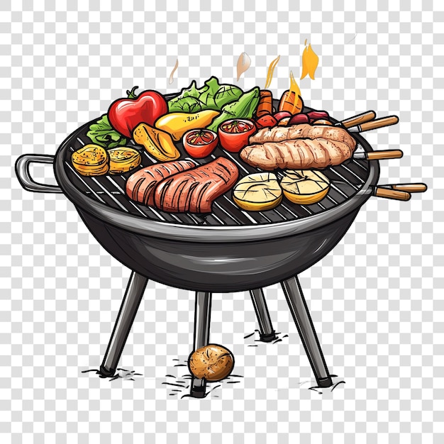 PSD griglia da barbecue sfondo trasparente acquerello clipart isolato su uno sfondo transparente