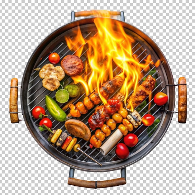 PSD grill avec des viandes et des légumes variés