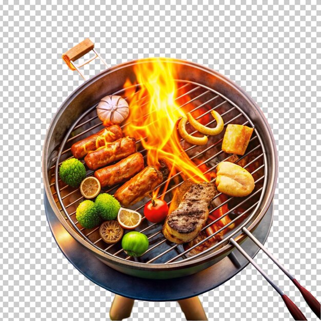 PSD grill avec des viandes et des légumes variés