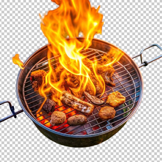 PSD grill avec des viandes et des légumes variés