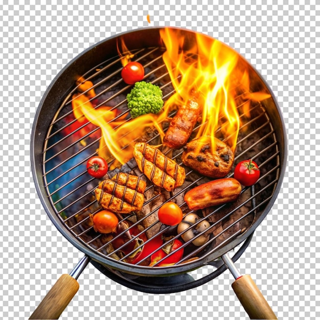 PSD grill avec des viandes et des légumes variés