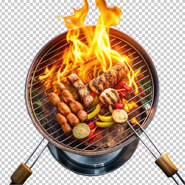 PSD grill avec des viandes et des légumes variés