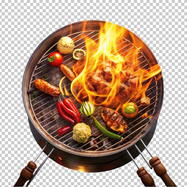 PSD grill avec des viandes et des légumes variés