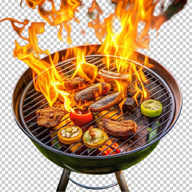 PSD grill avec des viandes et des légumes variés