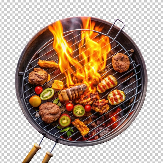 PSD grill avec des viandes et des légumes variés