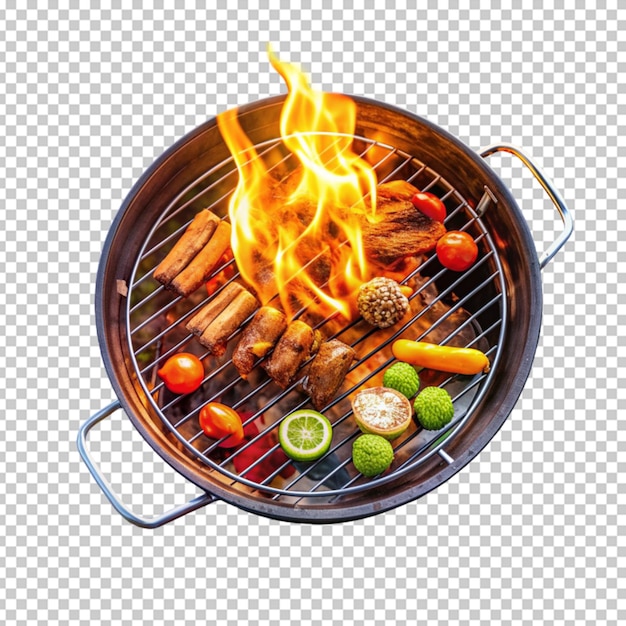 PSD grill avec des viandes et des légumes variés