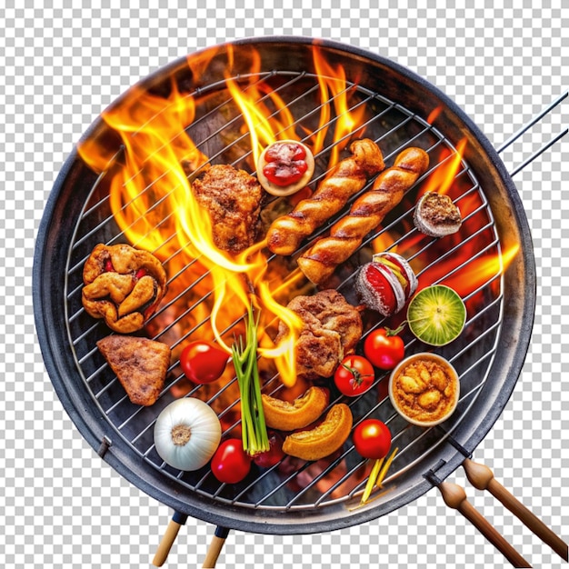 PSD grill avec des viandes et des légumes variés