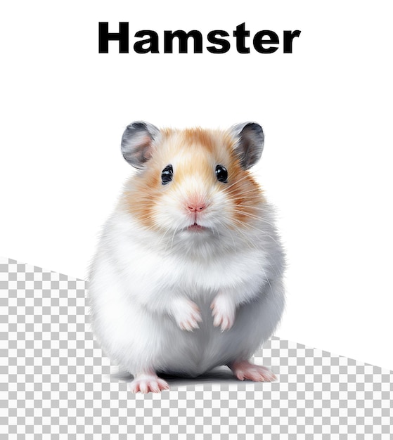 PSD un hamster blanc et marron avec le nom hamster dessus