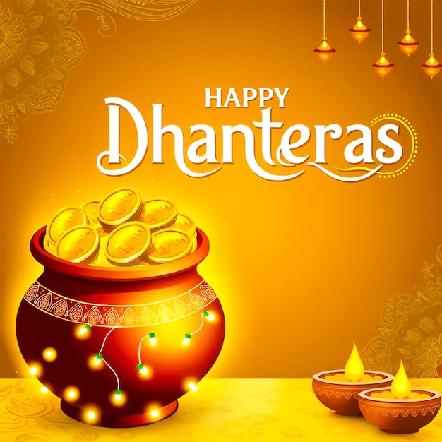 Happy Dhanteras Festival disegno di post sui social media