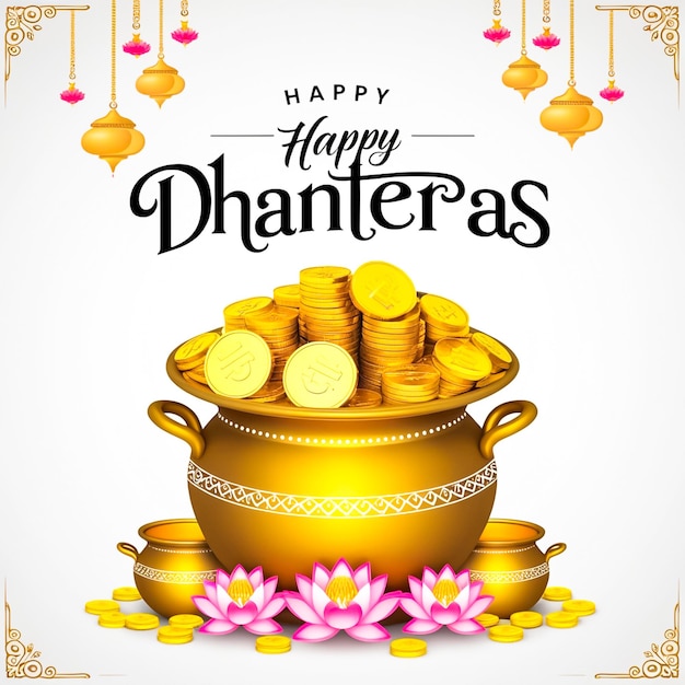 Happy Dhanteras Festival disegno di post sui social media