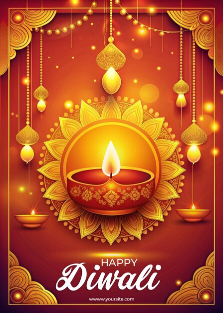 PSD happy dhanteras indian festival poster-template und soziale medien-banner