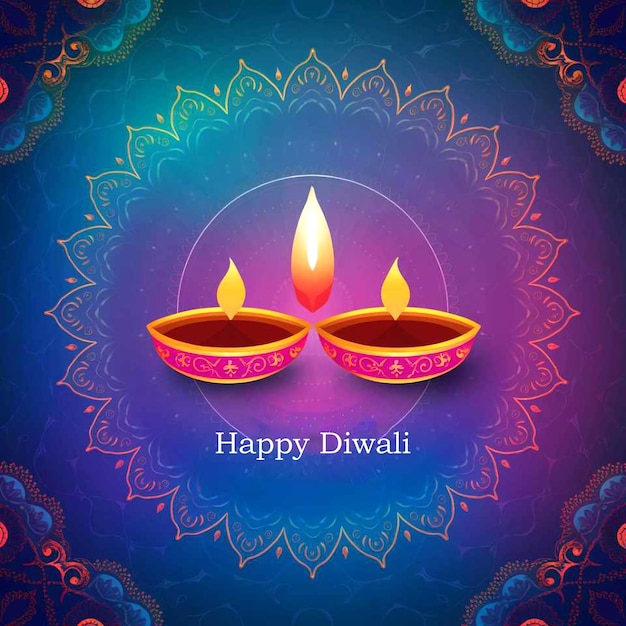 PSD happy diwali diyaoil lamps vacanza carta celebrazione poster sfondo