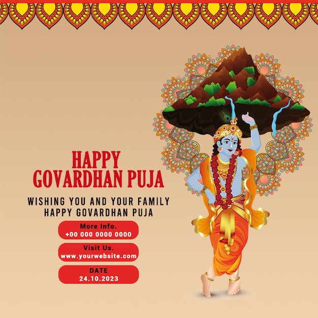 PSD happy govardhan puja indian festival design-vorlage