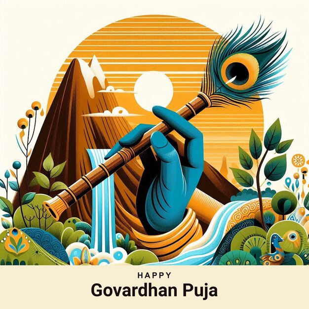 PSD happy govardhan puja kreativer post-design-vorlage