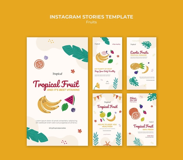 Histoires Instagram de fruits tropicaux