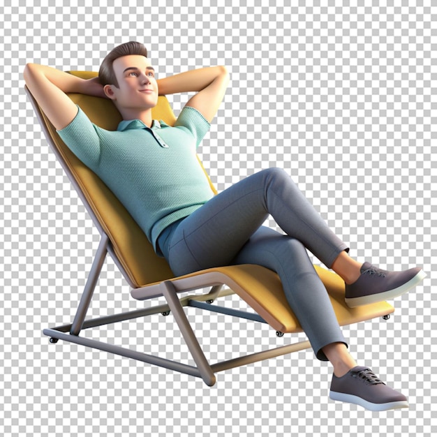 PSD un homme relaxant dans le style des dessins animés en 3d