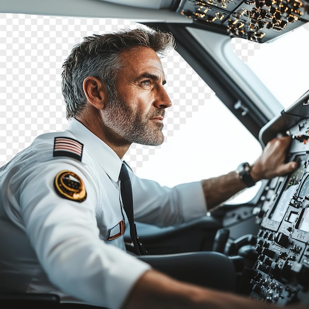 PSD un homme en uniforme avec le mot air sur le devant de l'avion