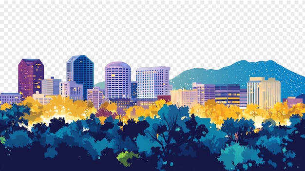 PSD l'horizon de la ville d'albuquerque isolé sur un fond transparent