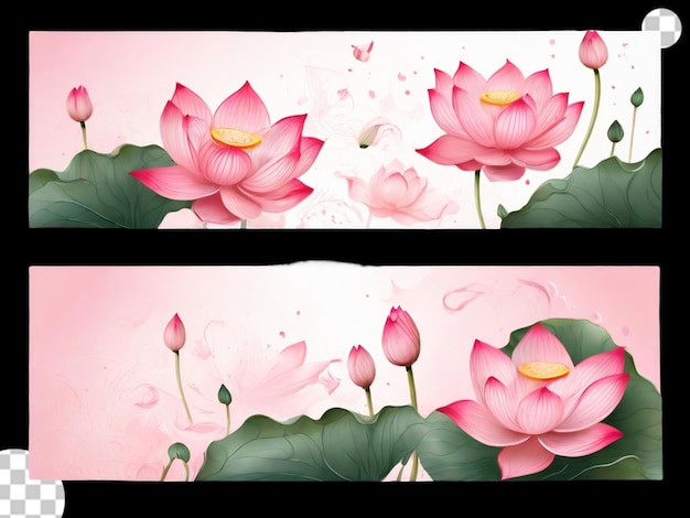 PSD horizontale banner mit rosa lotusblüten png transparent