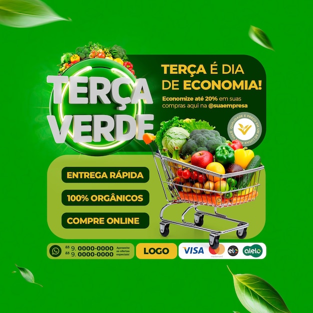 Hortifruti Horta Markt terca verde Supermercado selo 3d-Rendering von der