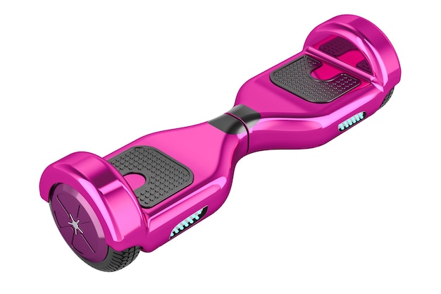 Hoverboard rose ou scooter auto-équilibrant rendu 3D isolé sur un fond transparent