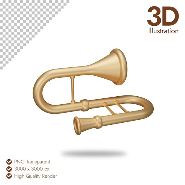 PSD icona del trombone d'oro 3d