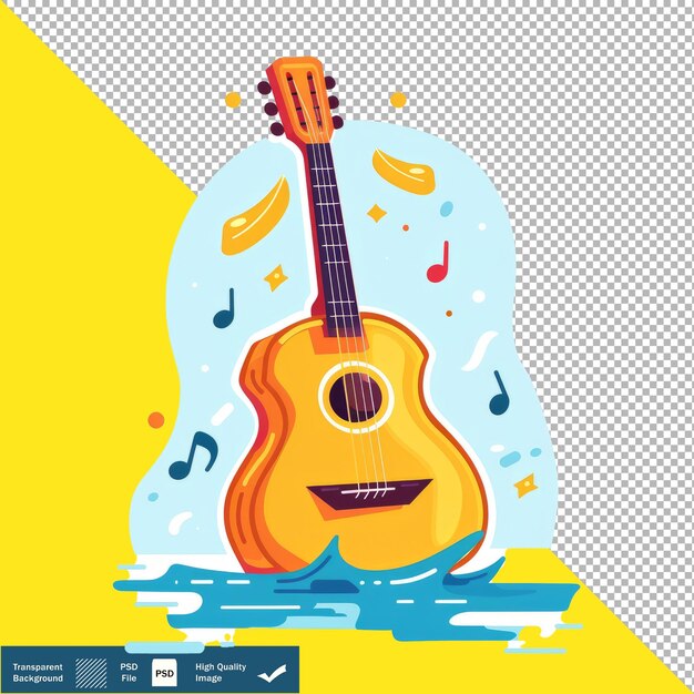 PSD icona di cartone animato di chitarra sfondo trasparente png psd