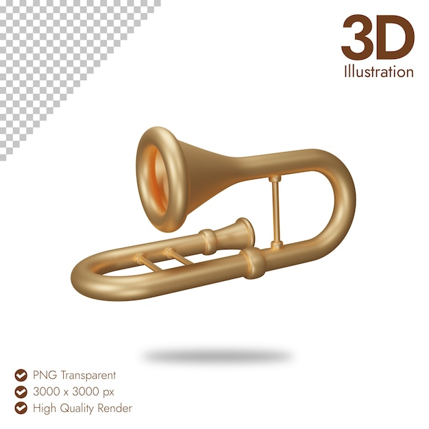 PSD icona di trombone 3d su sfondo trasparente