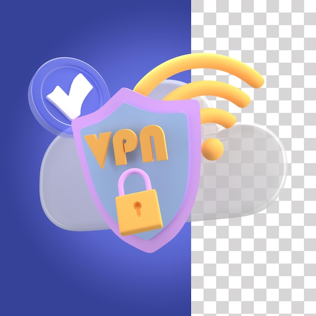 PSD ícone 3d de rede vpn