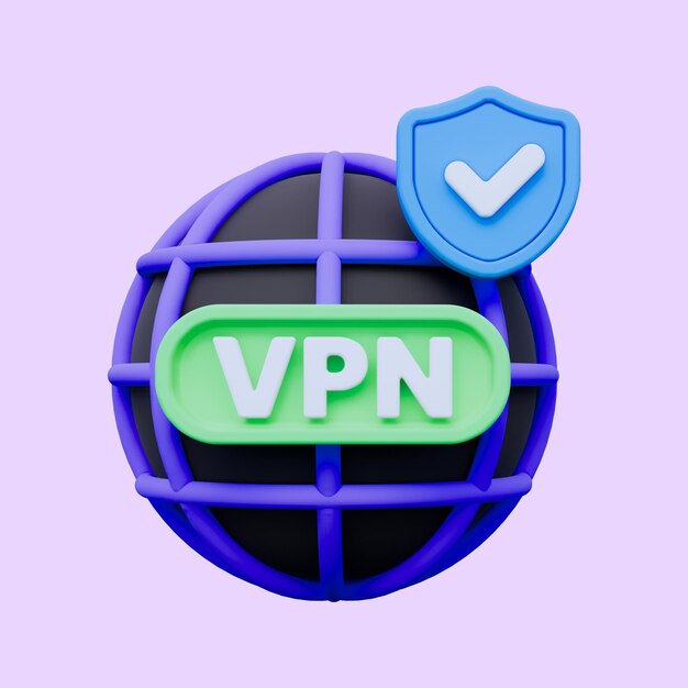 PSD ícone 3d de vpn segura