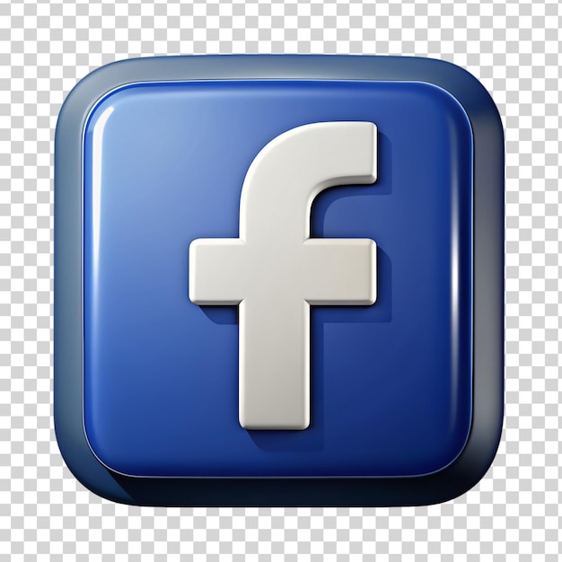 Ícone 3D do Facebook isolado em fundo transparente