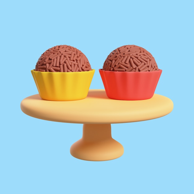 ícone 3D para cozinha com cupcakes