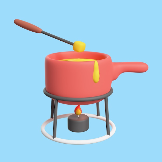 ícone 3d para cozinha com fondue