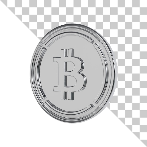 PSD icône 3d de pièce d'argent bitcoin enveloppée