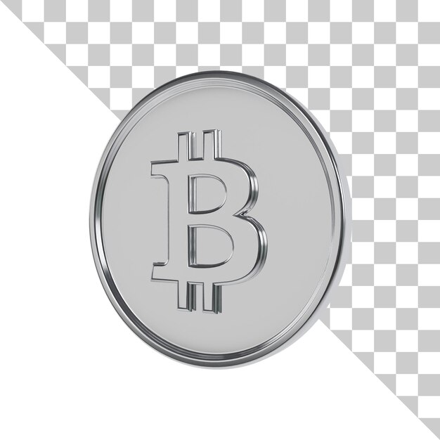 PSD icône 3d de la pièce d'argent sv de bitcoin