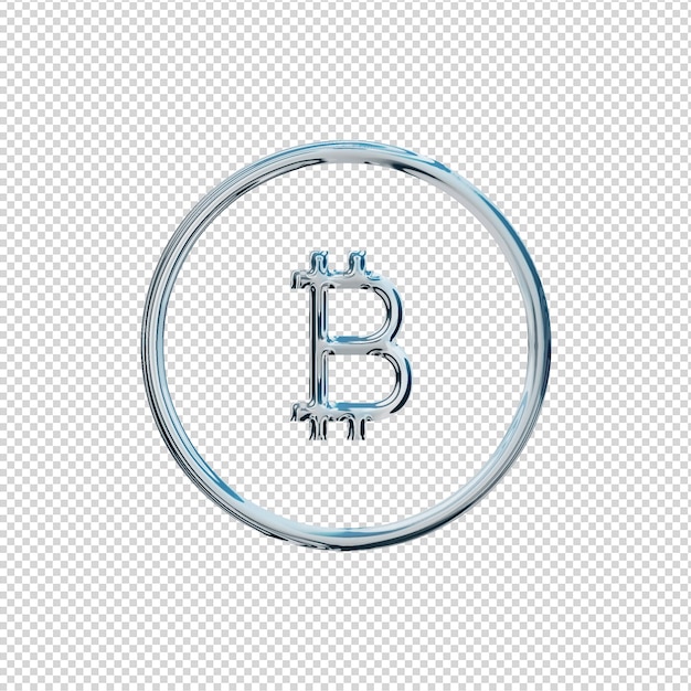 PSD icône de bitcoin de rendu 3d chrome brillant