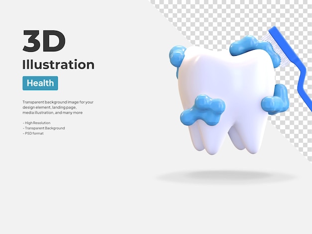 Icône de brossage des dents symbole de dentiste illustration de rendu 3d