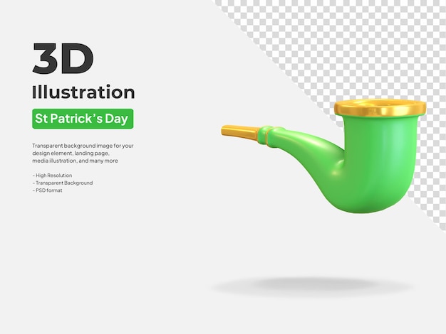 Icône de cigarette symbole du jour de la saint-patrick illustration de rendu 3d